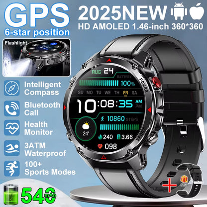 2026 NEW Outdoor GPS Smart Watch 3ATM Waterproof Compass Barometer Altimeter Bluetooth Call Heart Rate Sports Smart Watches Man