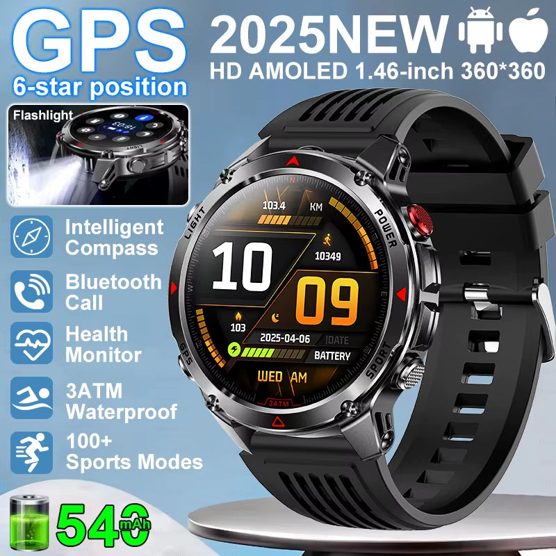 2026 NEW Outdoor GPS Smart Watch 3ATM Waterproof Compass Barometer Altimeter Bluetooth Call Heart Rate Sports Smart Watches Man