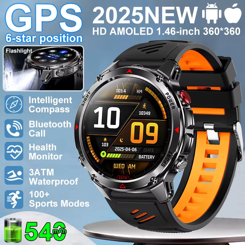 2026 NEW Outdoor GPS Smart Watch 3ATM Waterproof Compass Barometer Altimeter Bluetooth Call Heart Rate Sports Smart Watches Man