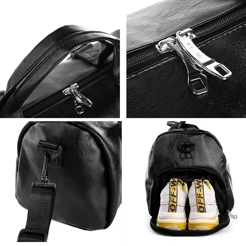 Gym Bag Leather Sports Bags Dry Wet Bags for Men Women Training for Shoes Fitness Yoga Travel Luggage Shoulder Sport Bag