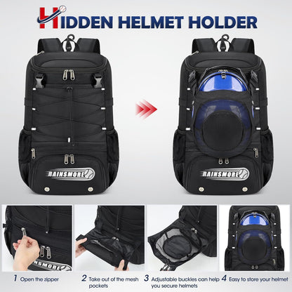 Baseball Bag for Youth & Adult Lightweight Softball Bat Bag with Shoe Compartment, External Helmet Holder and Fence Hook Waterproof Baseball Backpack Hold T-Ball, Bat and Softball Equipment