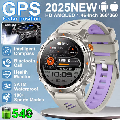 2026 NEW Outdoor GPS Smart Watch 3ATM Waterproof Compass Barometer Altimeter Bluetooth Call Heart Rate Sports Smart Watches Man