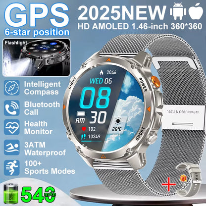 2026 NEW Outdoor GPS Smart Watch 3ATM Waterproof Compass Barometer Altimeter Bluetooth Call Heart Rate Sports Smart Watches Man