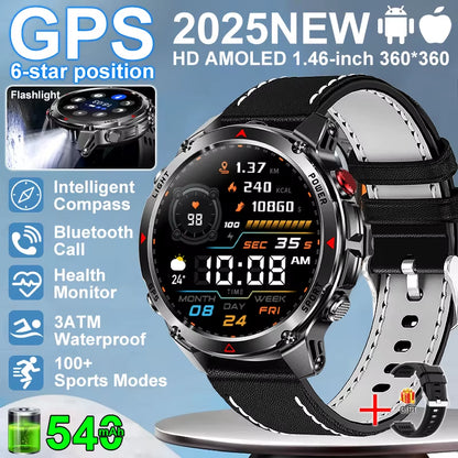 2026 NEW Outdoor GPS Smart Watch 3ATM Waterproof Compass Barometer Altimeter Bluetooth Call Heart Rate Sports Smart Watches Man