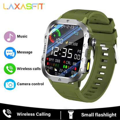 Outdoor Smart Watch 2.01 Inch HD Screen LED Flashlight Bluetooth Talk Sports Smart Watches for Men Women Holiday Gifts