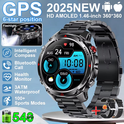 2026 NEW Outdoor GPS Smart Watch 3ATM Waterproof Compass Barometer Altimeter Bluetooth Call Heart Rate Sports Smart Watches Man