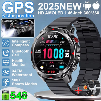 2026 NEW Outdoor GPS Smart Watch 3ATM Waterproof Compass Barometer Altimeter Bluetooth Call Heart Rate Sports Smart Watches Man