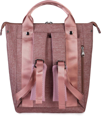 Convertible Laptop Backpack and Tote Bag Handbag Computer Compartment Travel School for Women Man (Antique Pink)