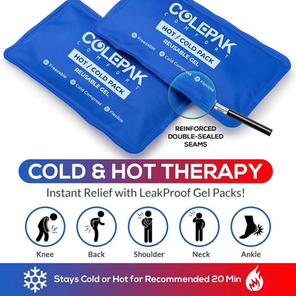 Hot & Cold Ice Packs for Injuries Reusable Gel (4 Pc Set) for Pain Relief, Joint Muscle Soreness Swelling for Knees Back Shoulder Foot