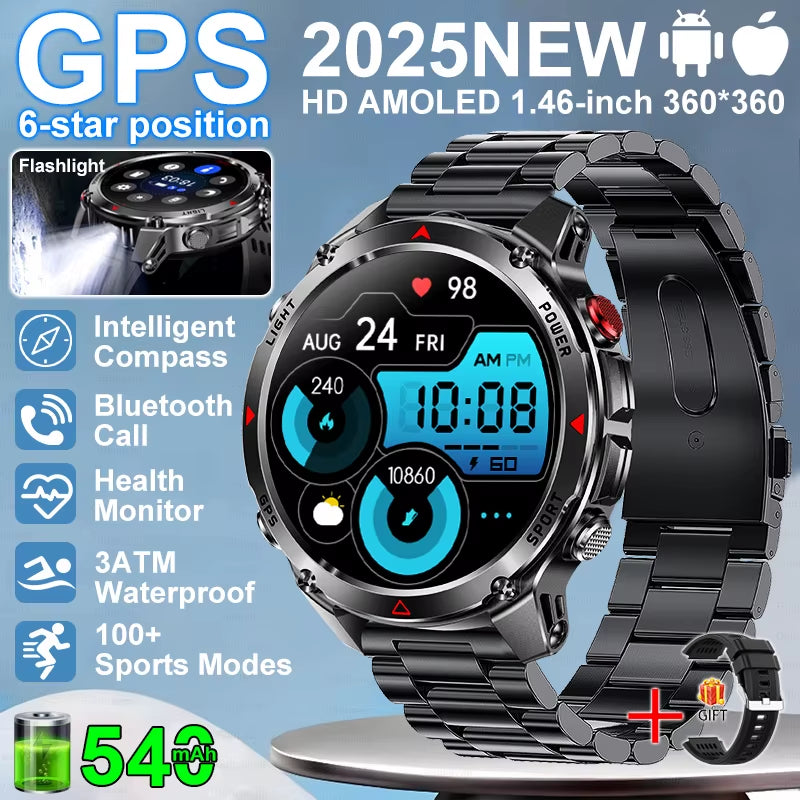 2026 NEW Outdoor GPS Smart Watch 3ATM Waterproof Compass Barometer Altimeter Bluetooth Call Heart Rate Sports Smart Watches Man