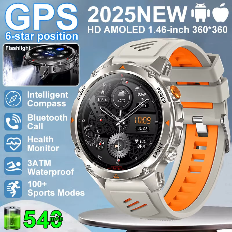 2026 NEW Outdoor GPS Smart Watch 3ATM Waterproof Compass Barometer Altimeter Bluetooth Call Heart Rate Sports Smart Watches Man
