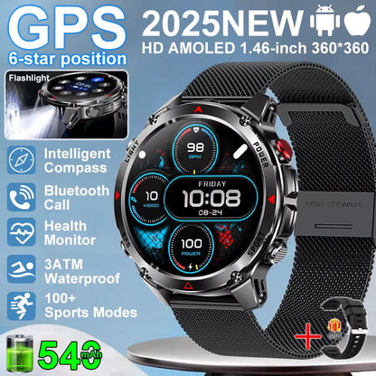 2026 NEW Outdoor GPS Smart Watch 3ATM Waterproof Compass Barometer Altimeter Bluetooth Call Heart Rate Sports Smart Watches Man