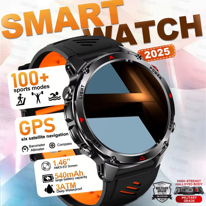 2026 NEW Outdoor GPS Smart Watch 3ATM Waterproof Compass Barometer Altimeter Bluetooth Call Heart Rate Sports Smart Watches Man